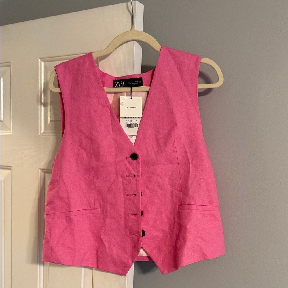Zara pink linen vest - NWT Size Medium